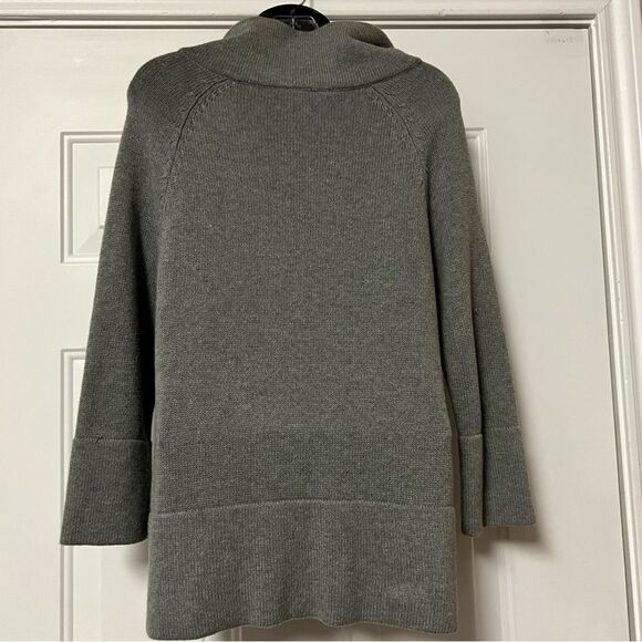 VTG 90s Once Again Gray Cotton Hi Neck Silver Exposed Zipper Cardigan Sweater S - Picture 8 of 10